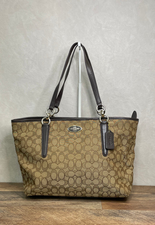 Coach Khaki Brown Signature Canvas 34151 Tote Bag Shoulder Bag