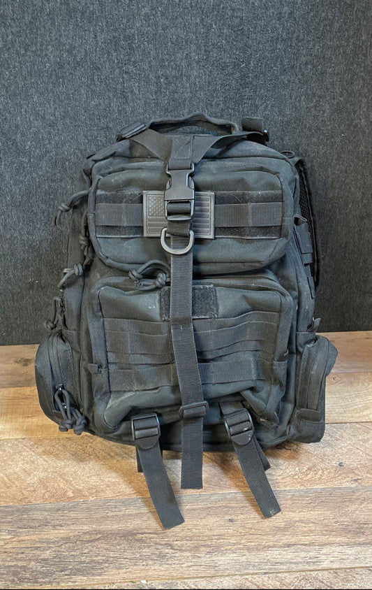Unbranded Black Tactical Military Style Backpack US Flag MOLLE