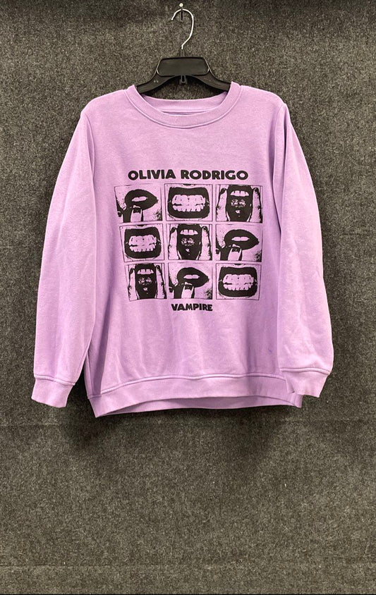 Olivia Rodrigo Women's Purple Vampire Graphic Crewneck Sweatshirt Size XL