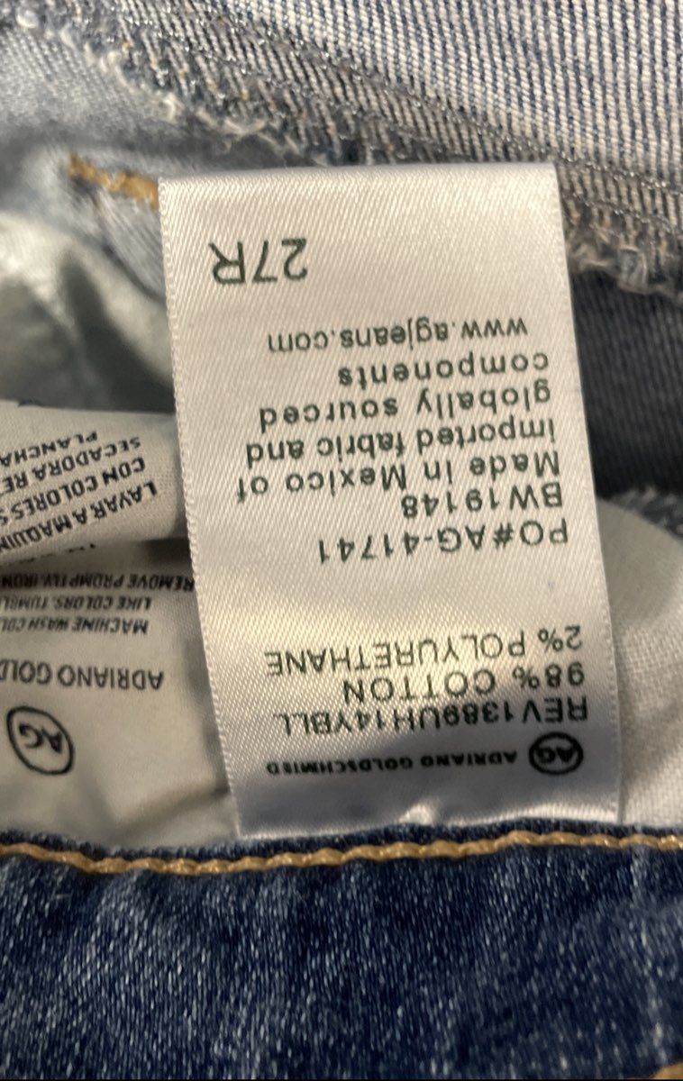 AG Adriano Goldschmied Women's Blue The Legging Ankle Distressed Jeans Sz 27R
