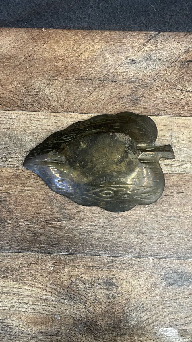 Vintage Style Brass Leaf Shaped Trinket Dish