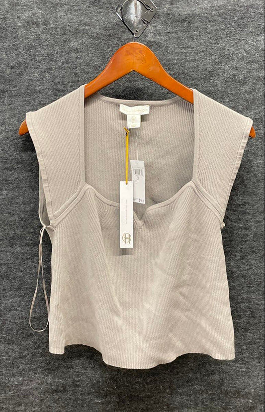 House of Harlow 1960 Women's Grey Ribbed Knit Square Neck Tank Top Sz L NWT