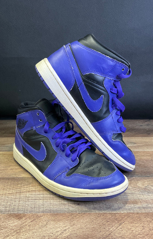 Nike Air Jordan 1 Mid Dark Iris Black White Women's Size 8.5