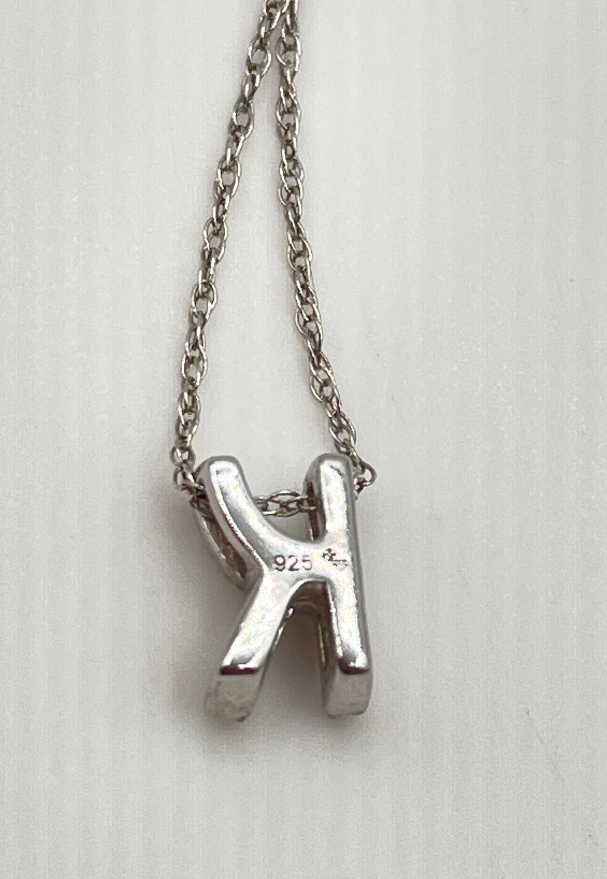 925 Sterling Silver Pavé Moissanite Initial K Charm Pendant Necklace 0.9g