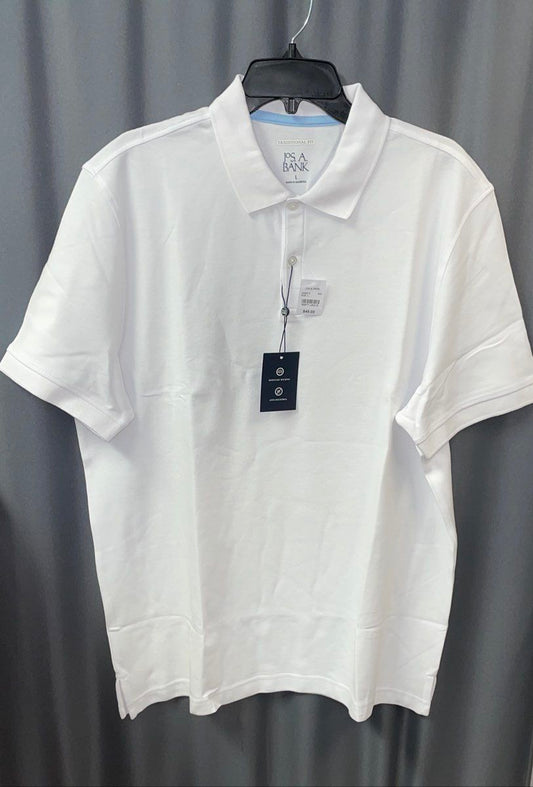 Jos. A. Bank Men's White Traditional Fit Cotton Polo Shirt Short Sleeve NWT L