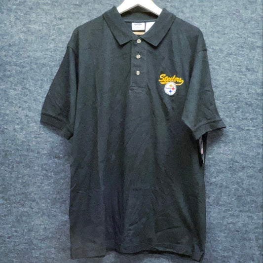 Vintage Y2K The Edge Men's Pittsburgh Steelers Black Polo Shirt NWT Sz L