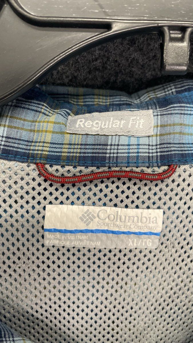 Columbia Men's Blue Plaid Long Sleeve Button Down Hiking Outdoor Shirt Sz XL