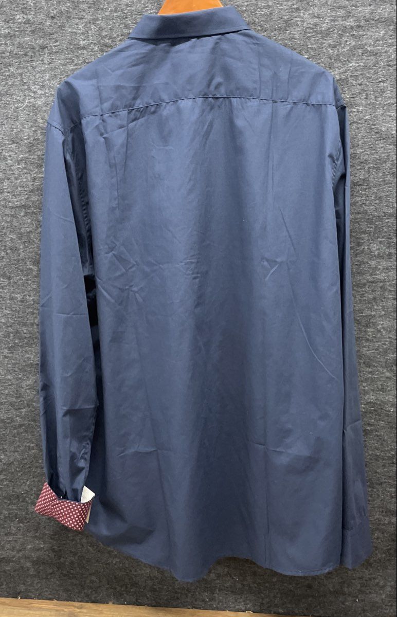 Craft + Flow Men's Navy Blue Long Sleeve Button Up Shirt Contrast Trim NWT 2XL