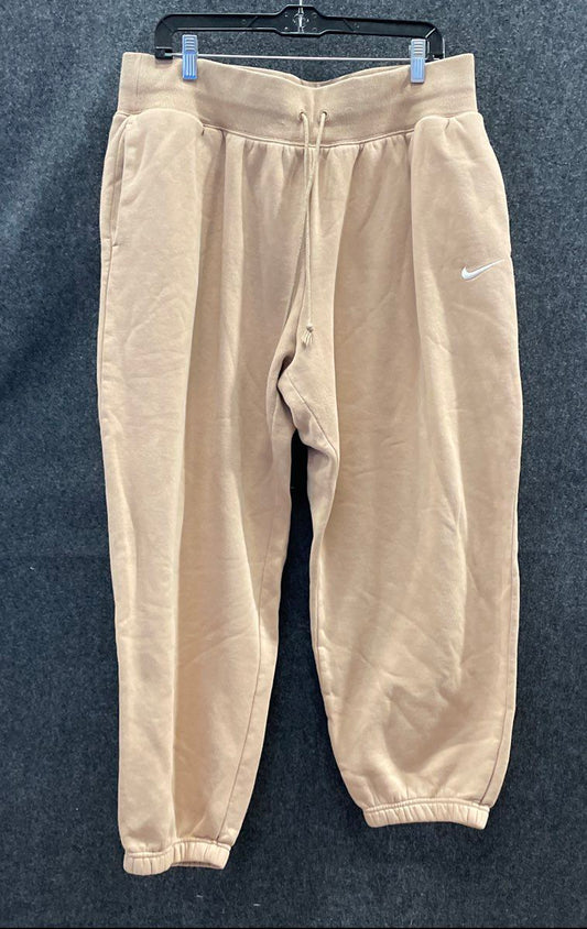 Nike Men's Beige Fleece Lined Joggers Drawstring Waist Embroidered Swoosh Sz XL
