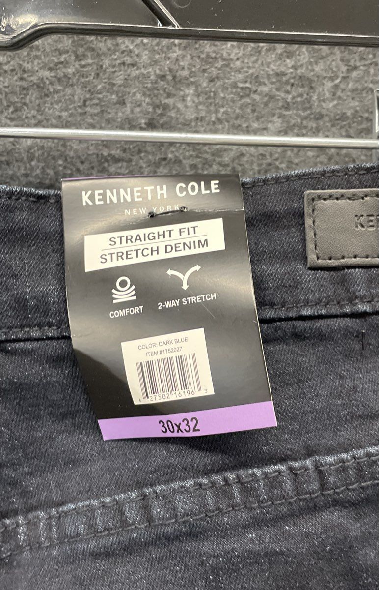Kenneth Cole New York Men's Dark Blue Straight Fit Stretch Denim Jeans NWT 30x32