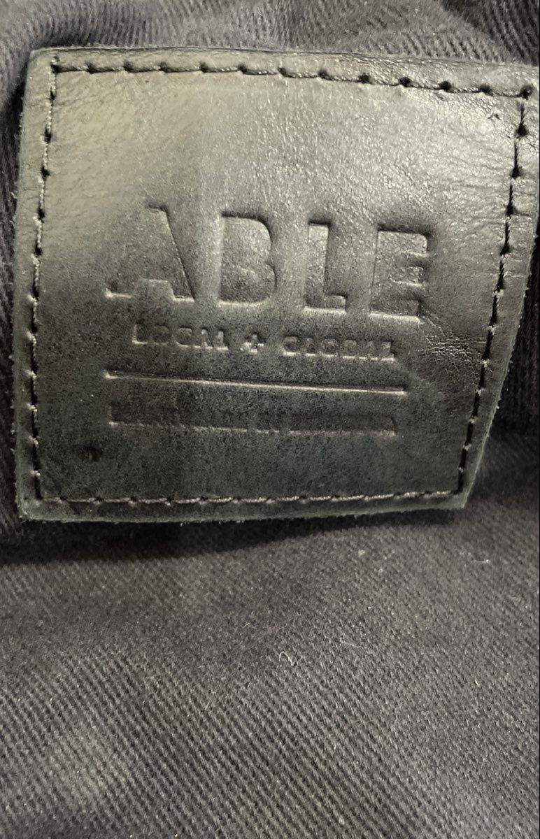 ABLE Black Leather and Suede Crossbody Tote Bag Large Top Handle