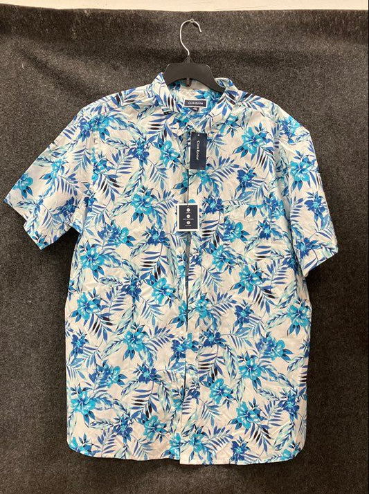 Club Room Men's Blue Floral Tropical Short Sleeve Button Down Shirt XXL NWT
