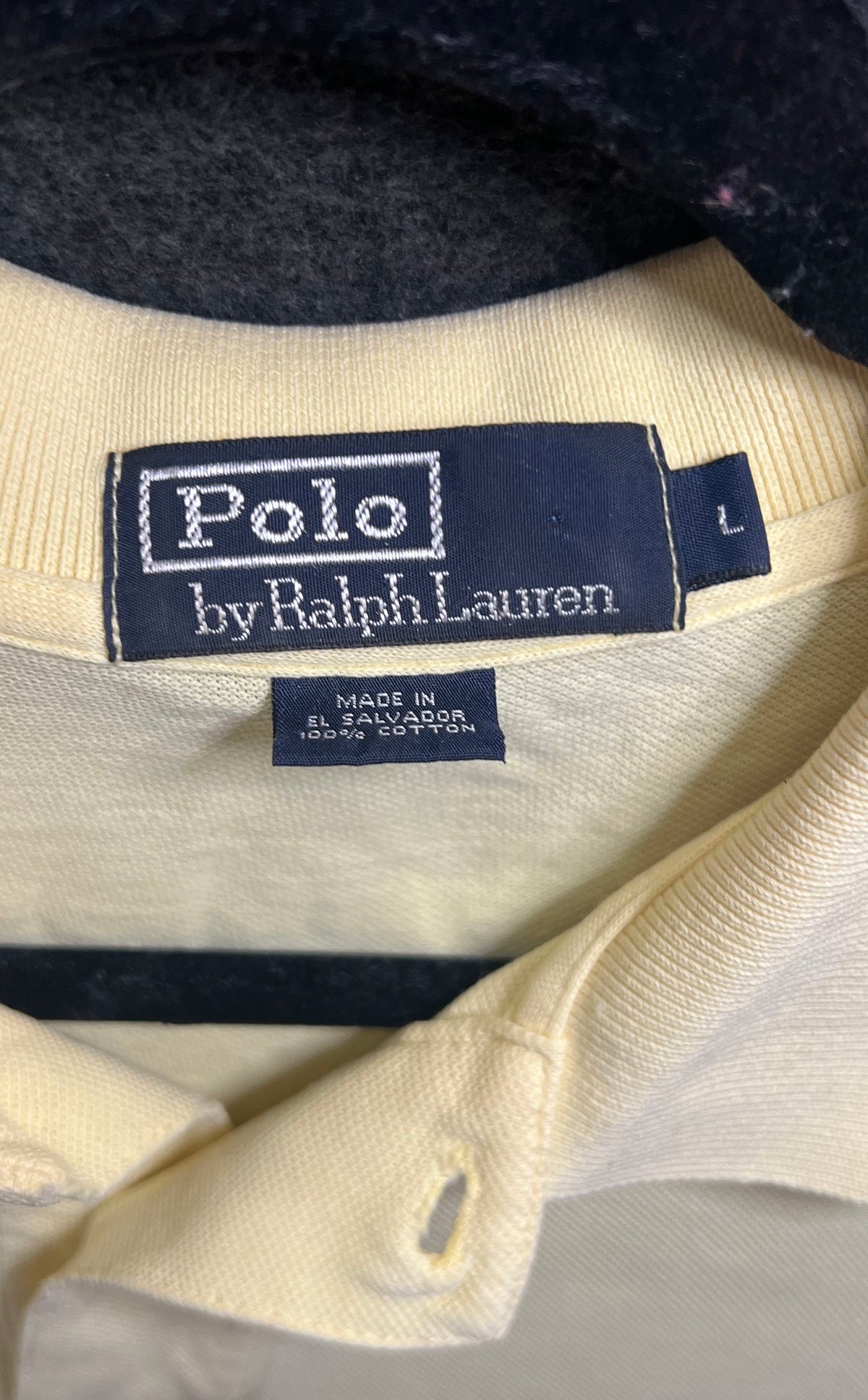 Vintage Polo Ralph Lauren Pique Polo Shirt Yellow Blue Pony Sz L