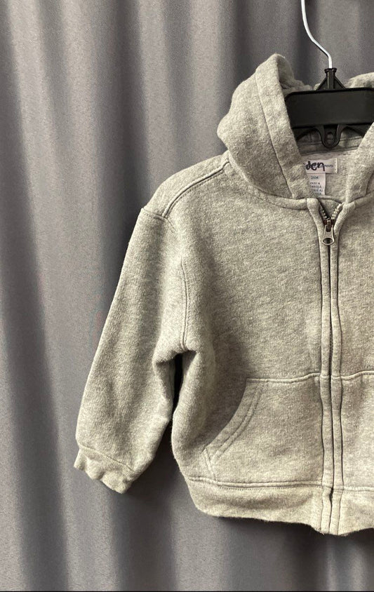 Polo Ralph Lauren Toddler Gray Full Zip Hoodie Navy Pony Logo Sz 24T