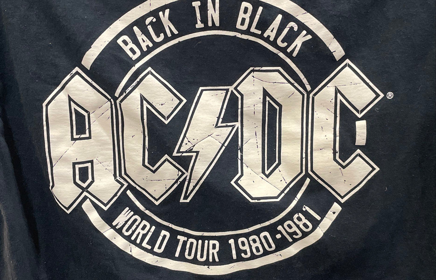 AC/DC Back In Black World Tour 1980-1981 T-Shirt Reprint Epic Rights Sz M