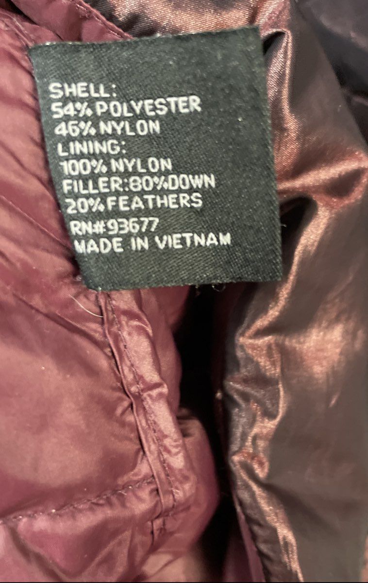 A.N.A. Women's Packable Down Coat Burgundy Chevron Quilted Size 3X