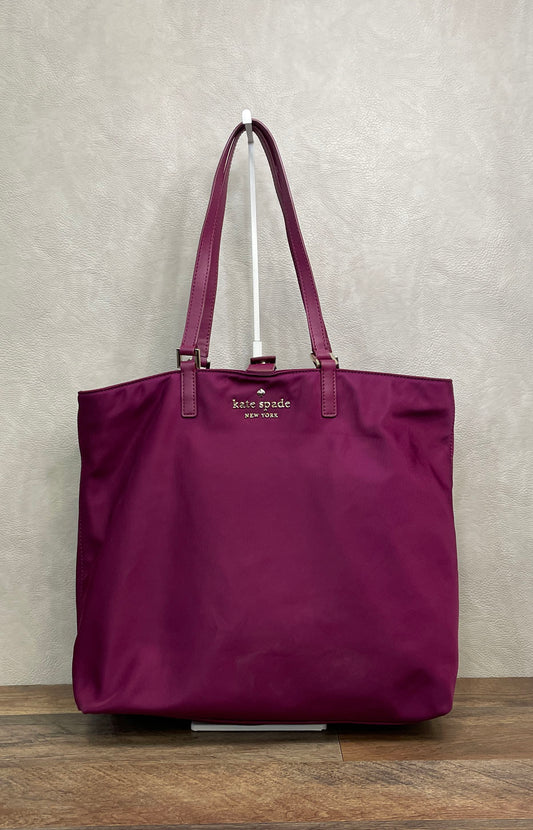 Kate Spade New York Purple Nylon Large Tote Shoulder Bag Gold Hardware