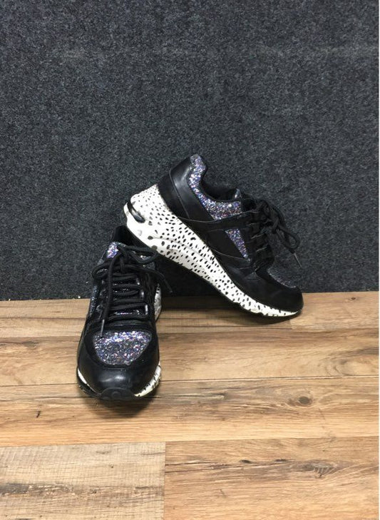 Steve Madden Barra-G Black Multi Glitter Dalmatian Fashion Sneakers Size 8