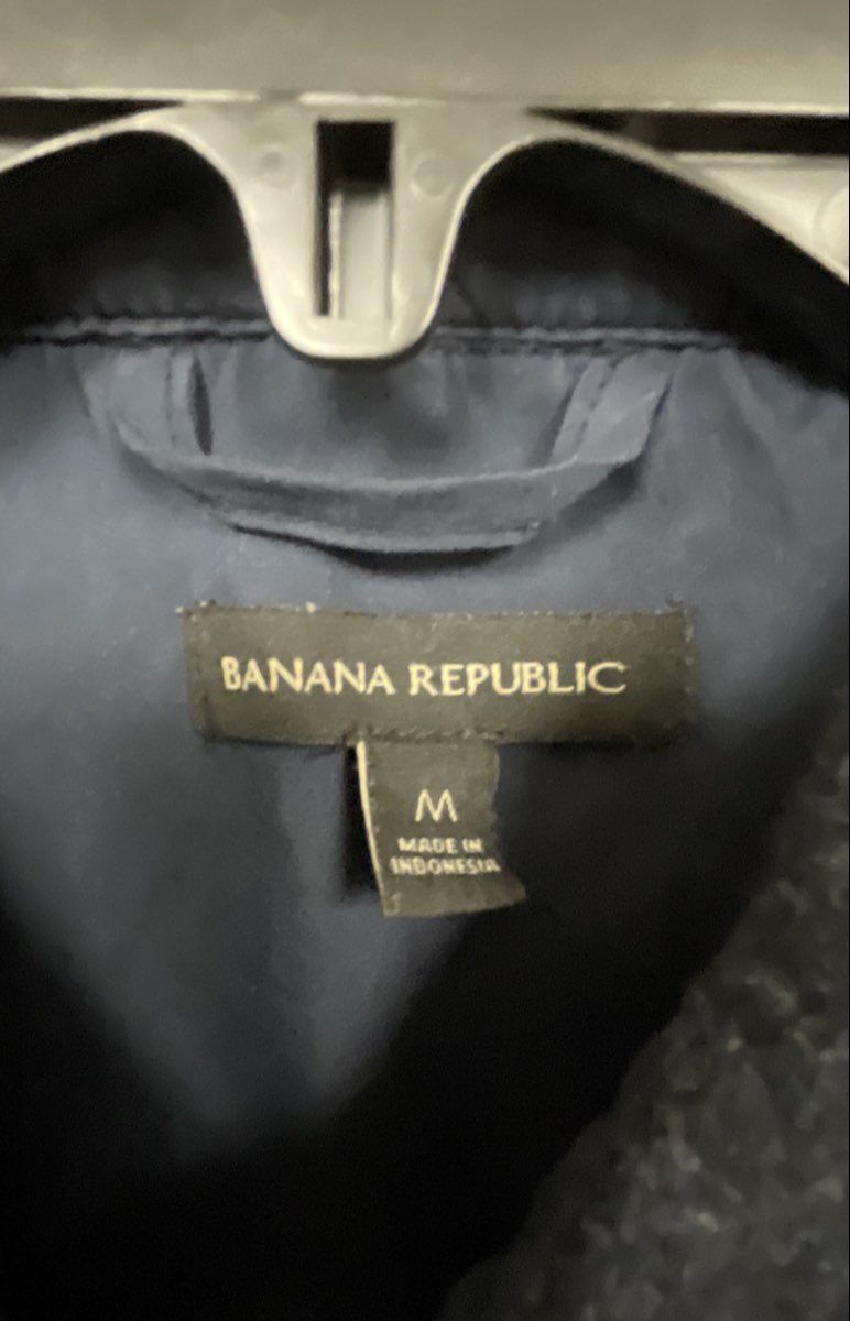 Banana Republic Men's Blue Grey Buffalo Plaid Flannel Shirt Jacket Sz M