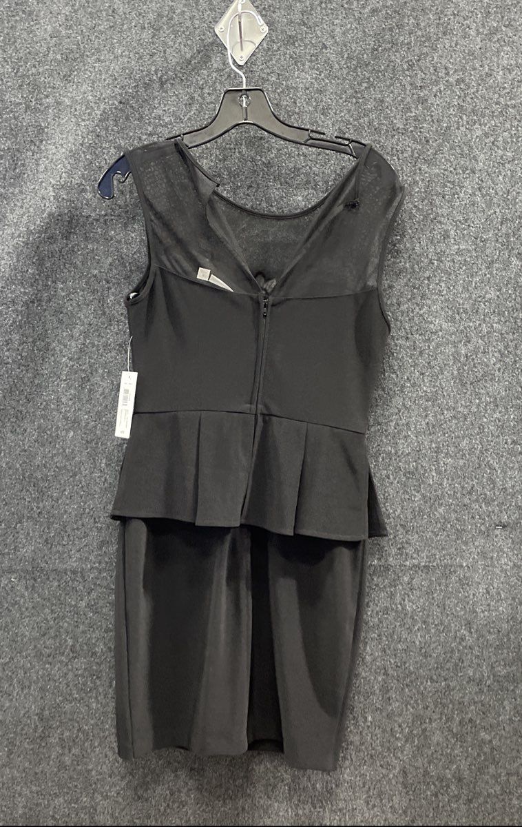 Bisou Bisou Women's Black Peplum Dress Mesh Floral Applique Sleeveless NWT Sz 6