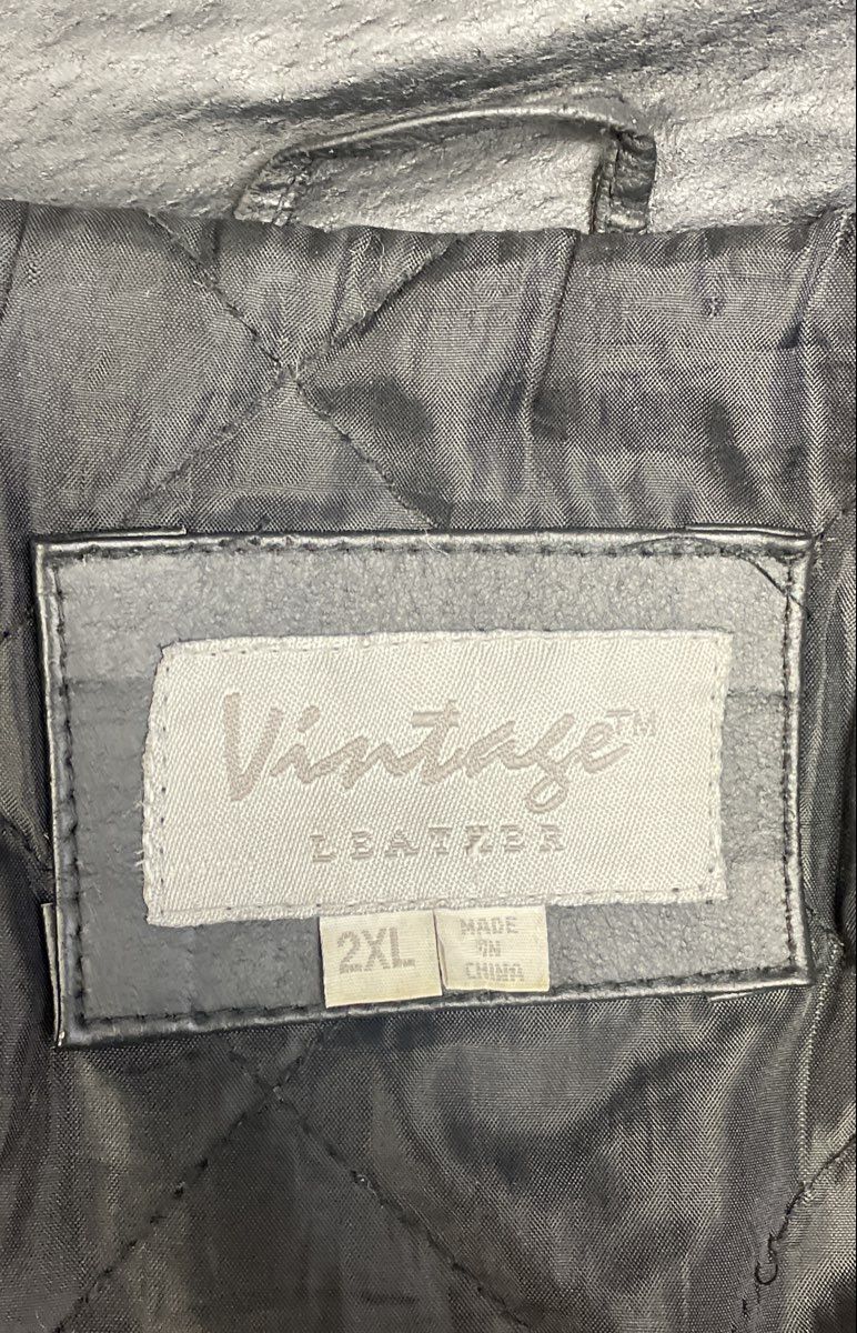 Vintage Leather Men's Black Harrington Jacket Quilted Lining Sz 2XL