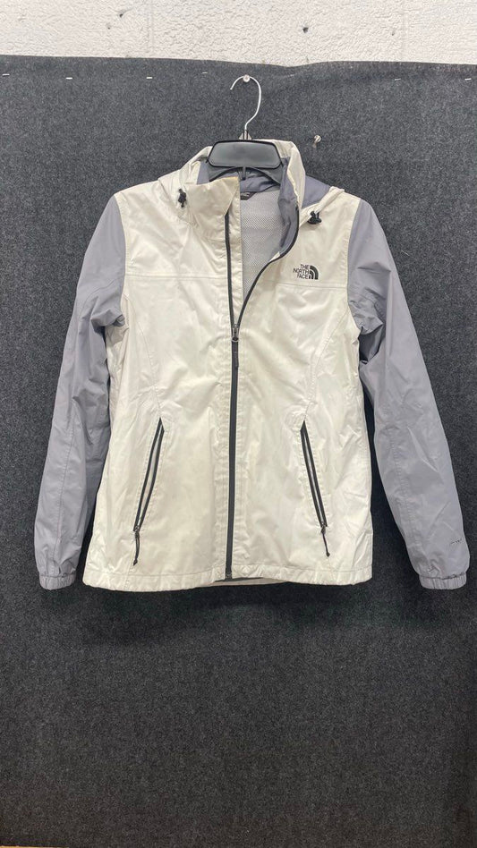 The North Face Women's Resolve 2 Rain Jacket White Gray Colorblock Hooded Sz M