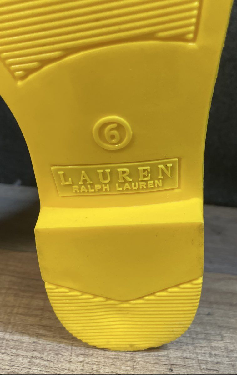 Lauren Ralph Lauren Yellow Navy Chelsea Ankle Rain Boots Size 6