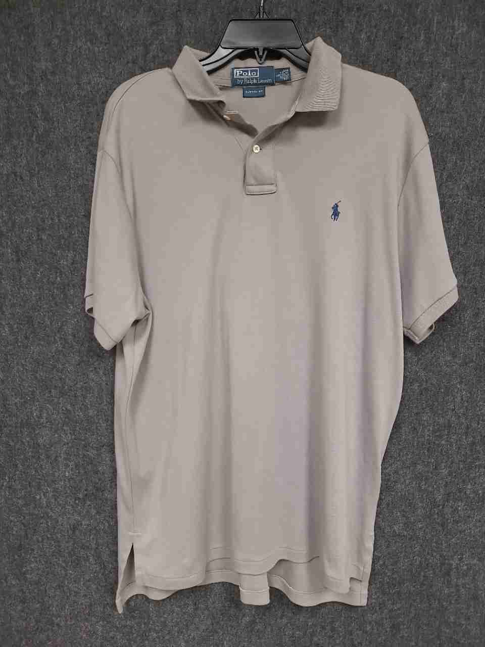 Polo Ralph Lauren Men's Tan Custom Fit Short Sleeve Polo Shirt Blue Pony Sz L