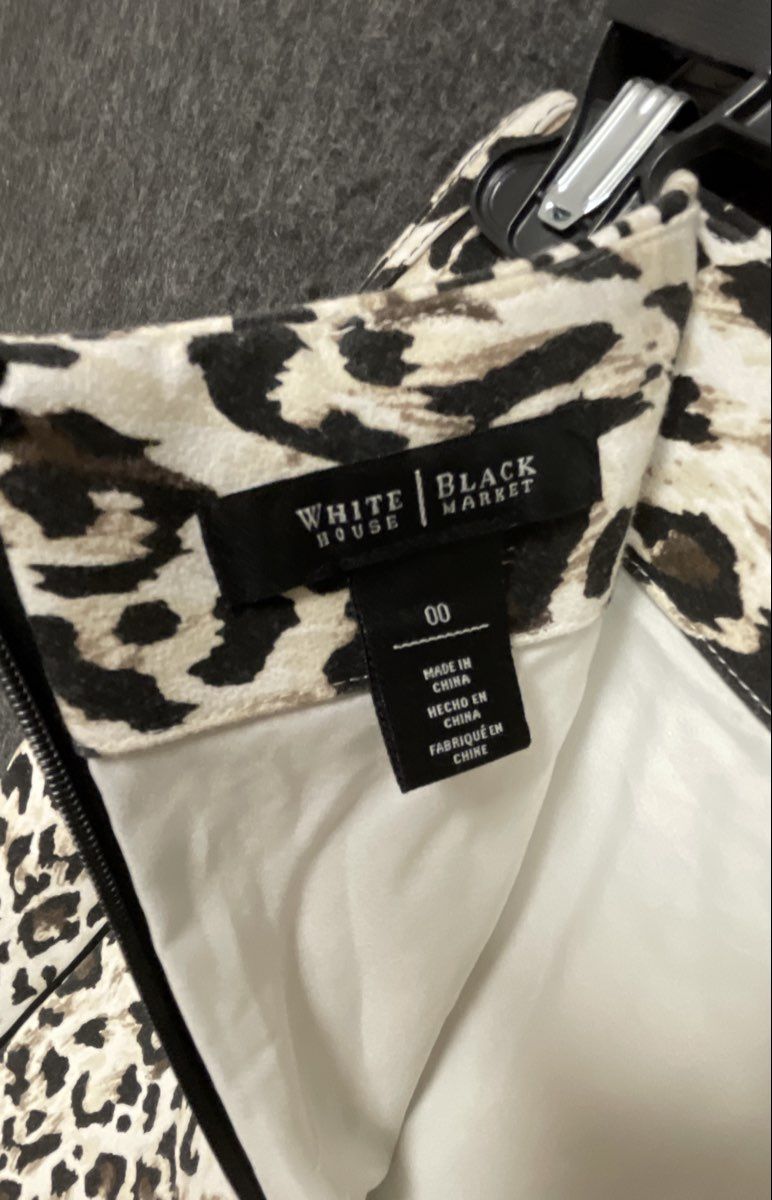 White House Black Market Women's Leopard Print Pencil Skirt Tan Black Sz 00