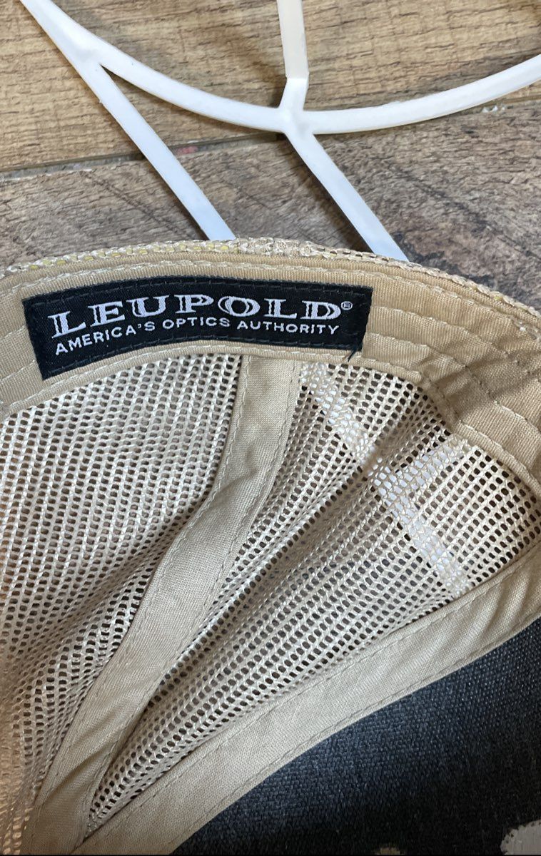 Leupold Men's Camouflage Trucker Hat Tan Mesh Snapback Leather Patch Flat Brim
