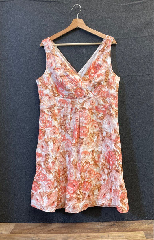Land's End Women's Floral Fit & Flare V-Neck Sleeveless Dress Sz 14