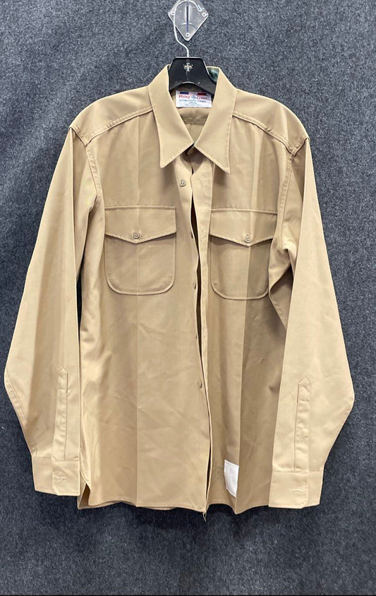 Flying Cross Men's Brown Tan Distinguished Service Shirt Vintage 90s USMC Sz 16
