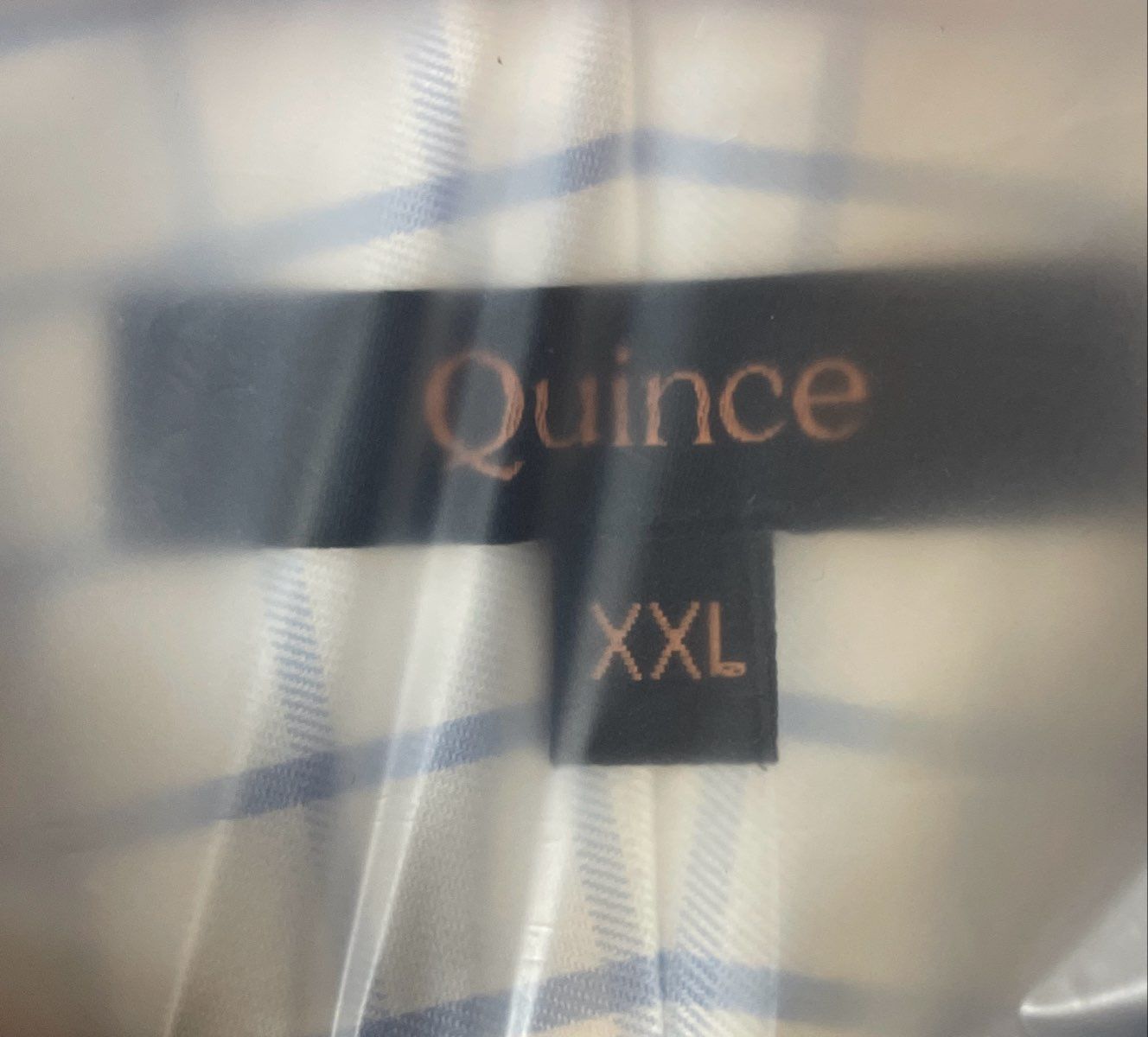 Quince Men's Blue White Check Organic Cotton Stretch Twill Shirt XXL NWT