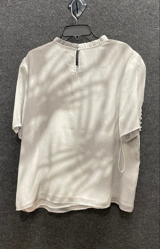 Calvin Klein Women's Silver Gray Pleated Neck Short Sleeve Blouse Sz 1X NWT