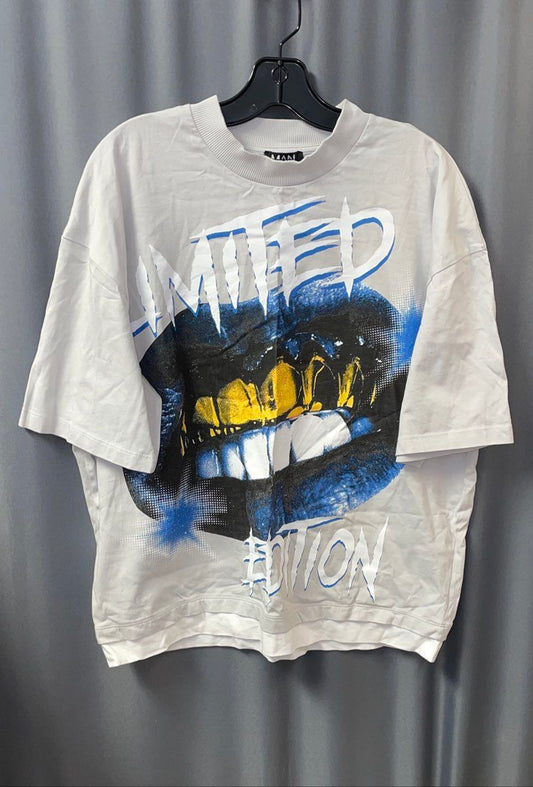 Boohoo MAN Men's Gray T-Shirt Limited Edition Graphic Grillz Size XS