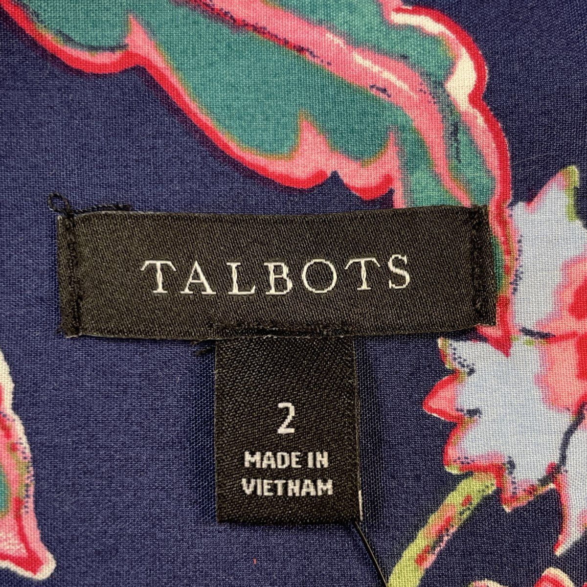 Talbots Women's Navy Floral Poplin Puff Sleeve Shirt Dress Sz 2 NWT