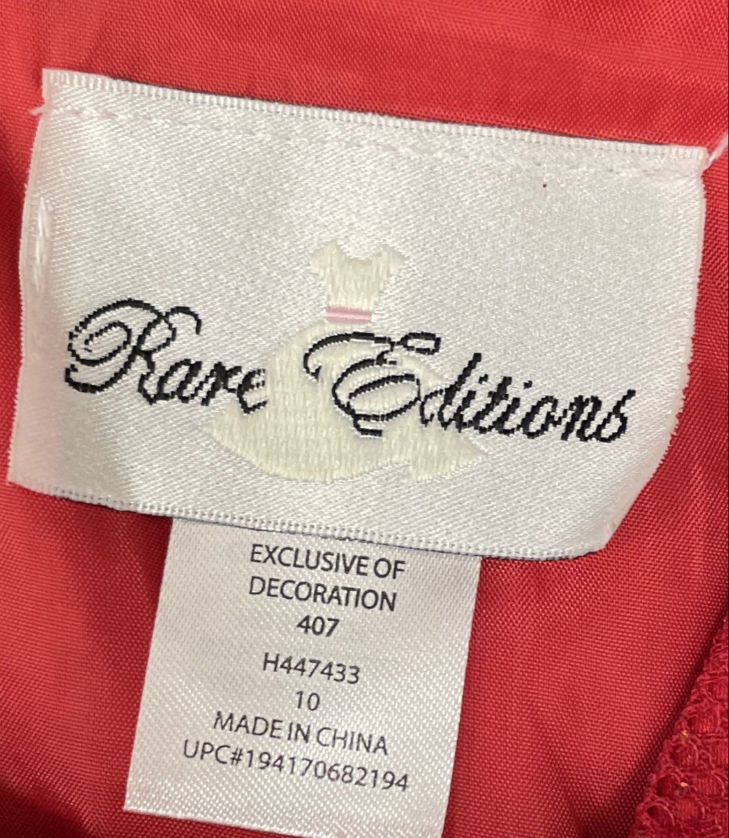 Rare Editions Girls Red Lace High-Low Formal Party Dress Rhinestone Belt NWT 10