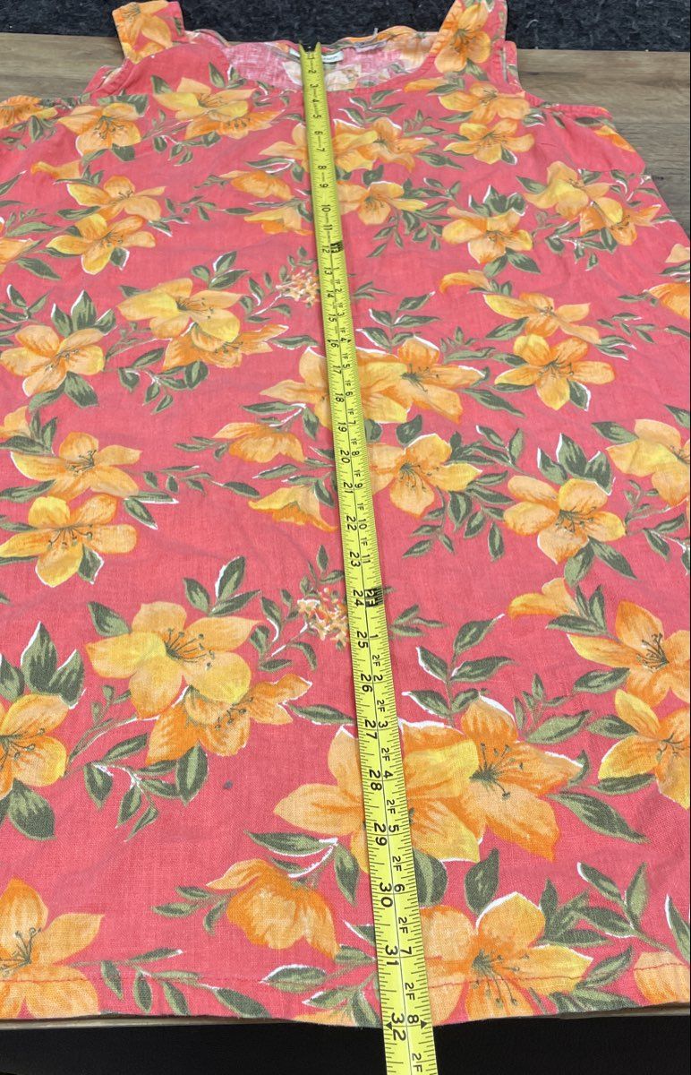 Vintage 90s White Stag Women's Orange Floral Sleeveless Shift Dress Pockets