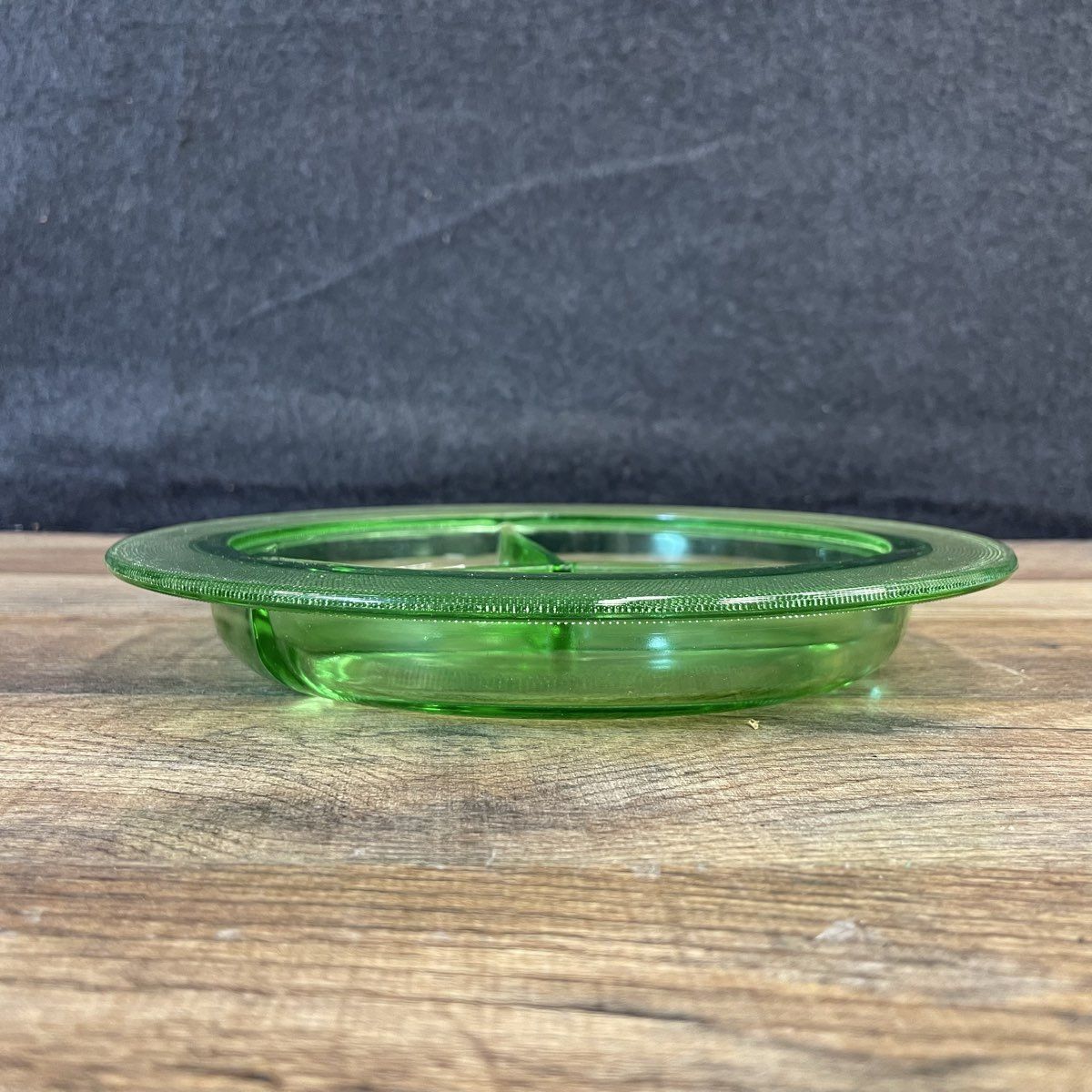 Uranium Green Glass Divided Dish