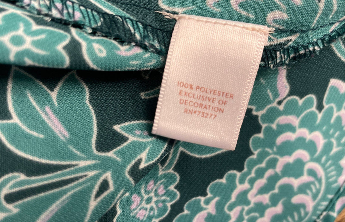 LC Lauren Conrad Women's Green Floral Handkerchief Hem Ruffle Sleeve Top Sz S