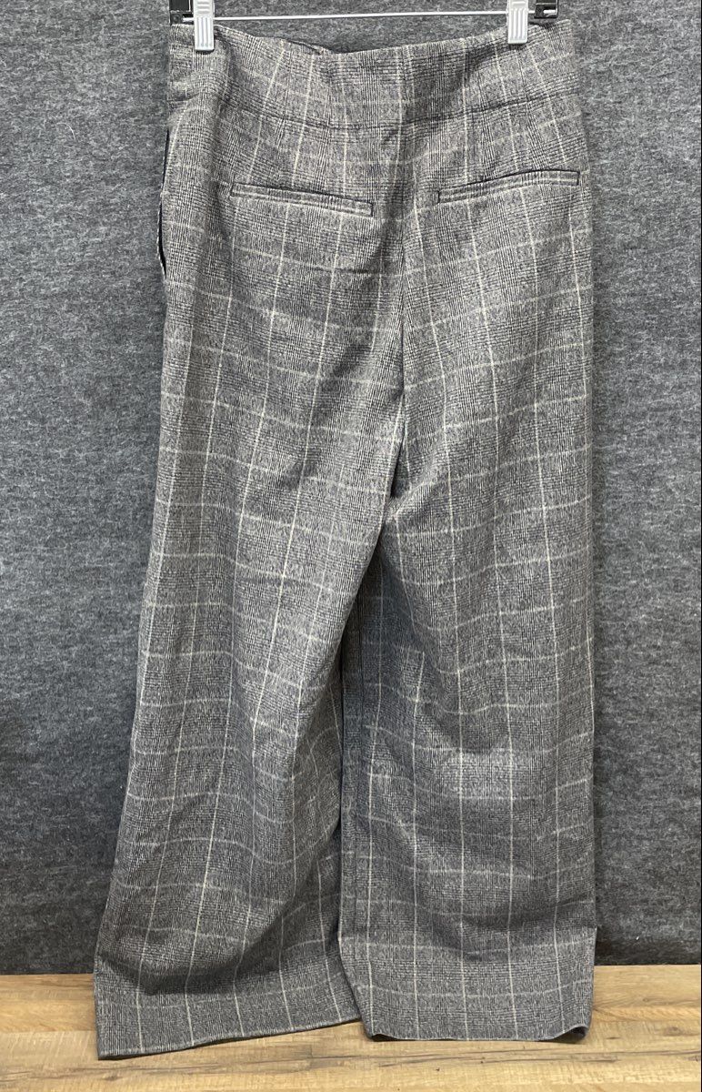 Banana Republic Women's Grey Plaid Pleated Wide Leg Dress Pants NWT Sz 4