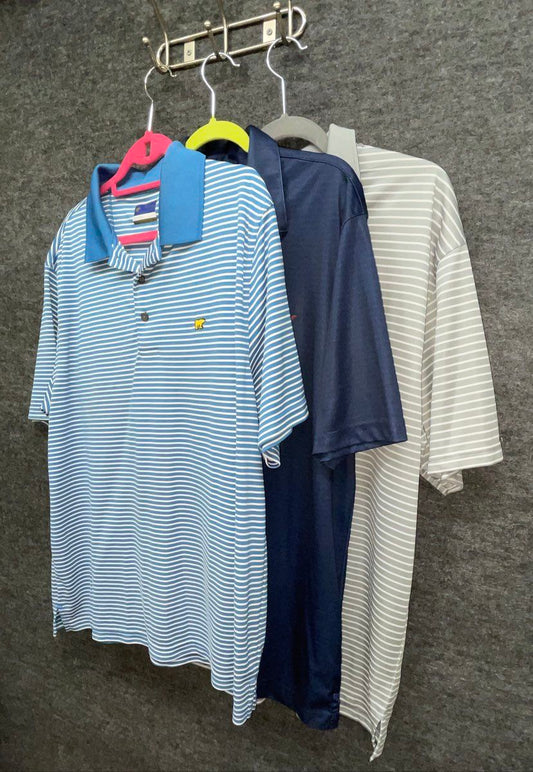 Lot of 3 Men's Golf Polo Shirts Jack Nicklaus Greg Norman Striped Solid Sz XL