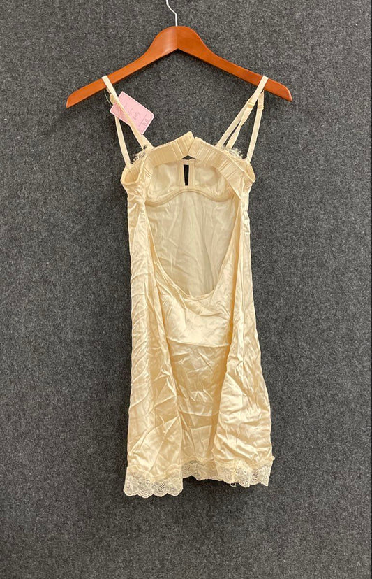 Empress Mimi Women's Ivory Lace Pearl Trim Underwire Chemise Slip Dress Sz S NWT