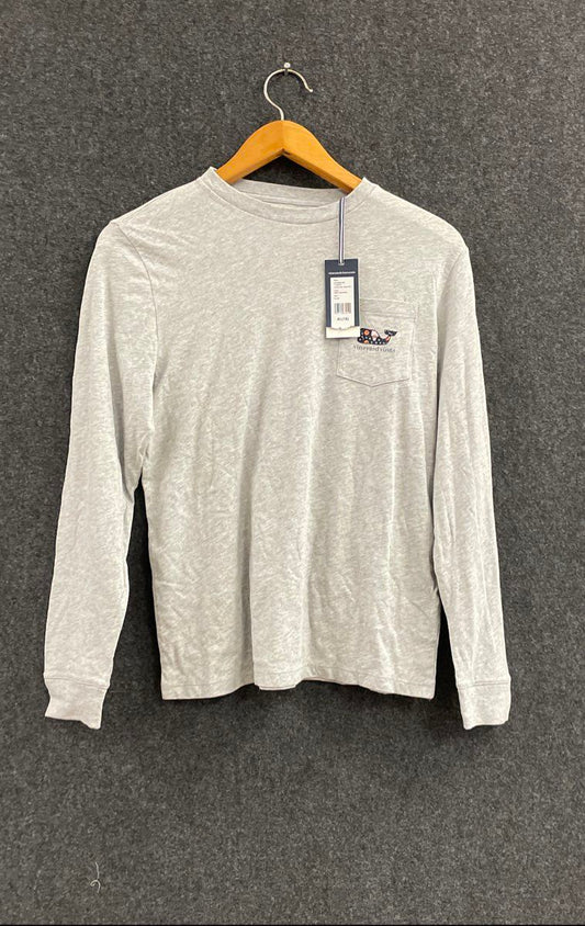Vineyard Vines Boys Gray Long Sleeve Sports Whale Pocket T-Shirt Sz XL 18 NWT