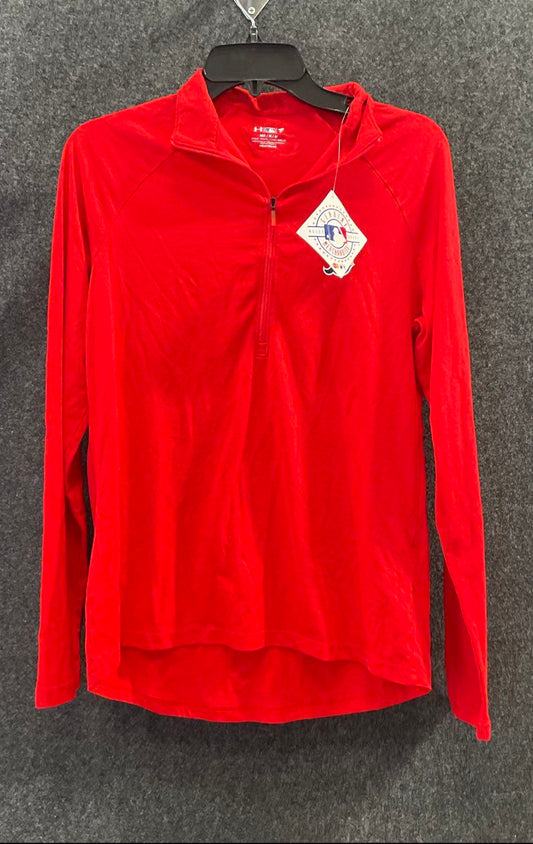Under Armour Women's Red MLB Quarter Zip HeatGear Pullover Shirt Sz M NWT
