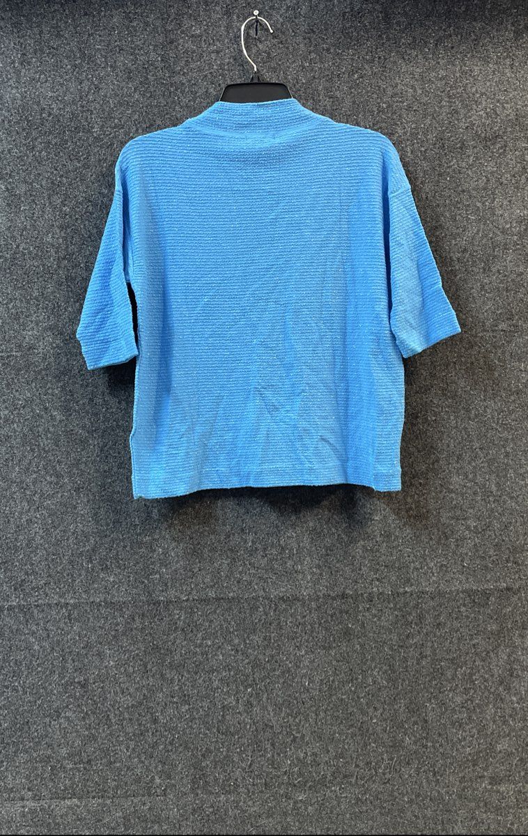 Alfani Women's Blue Neo Glow Metallic Mock Neck Knit Top Sz S NWT