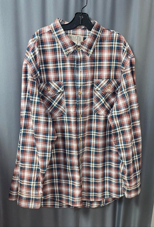 Duluth Trading Co Men's Button Up Shirt Red Plaid Long Sleeve Cotton 2XL