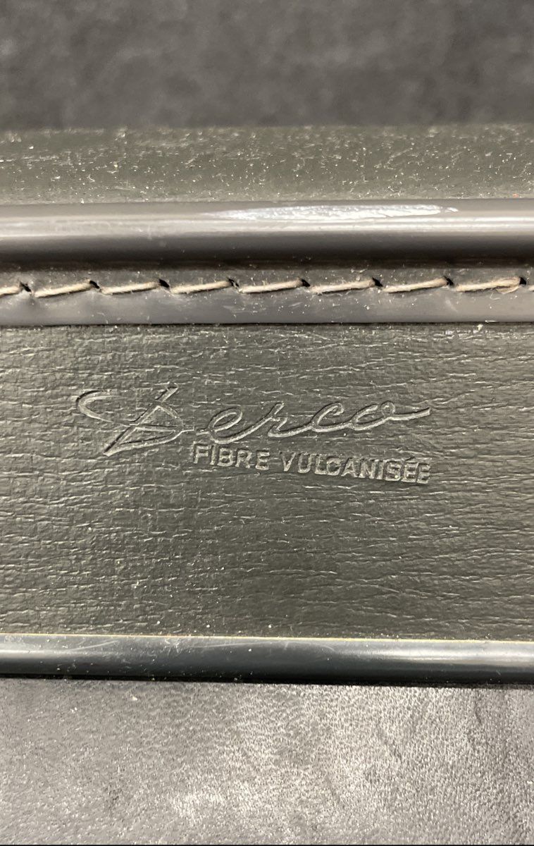 Vintage Grey Hardshell Suitcase Large Travel Luggage Brass Hardware
