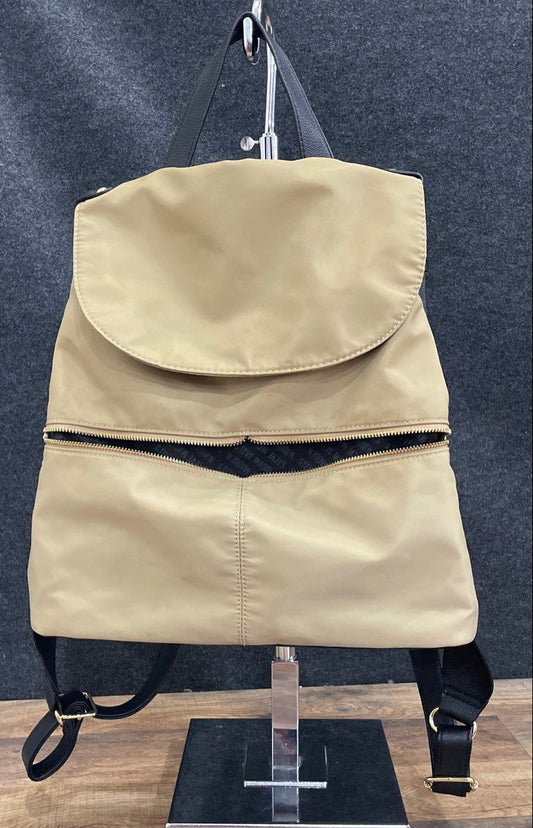 Steve Madden Tan Leather Backpack Gold Tone Hardware Contemporary Bag