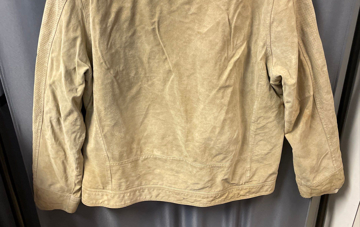 Calvin Klein Men's Tan Suede Perforated Full Zip Jacket Sz XL